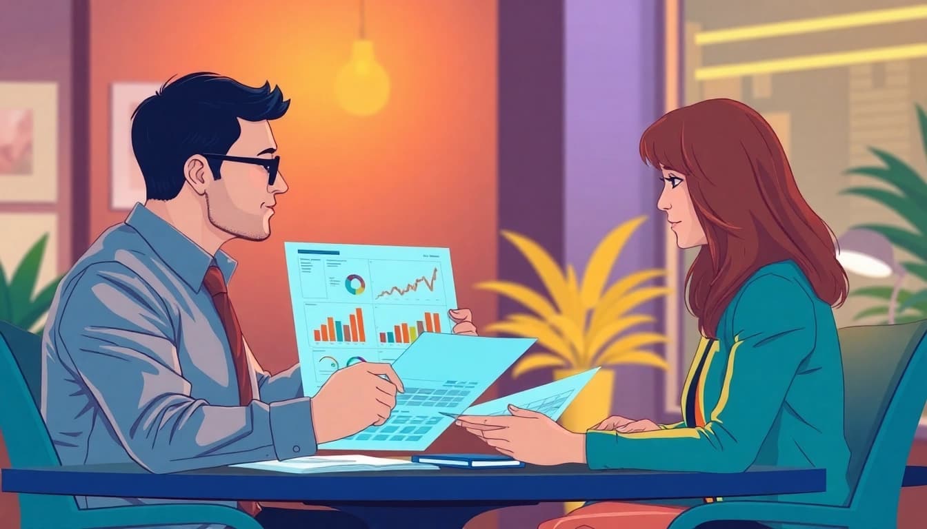 Business consultant engaging with a client during an Unternehmensberatung session.
