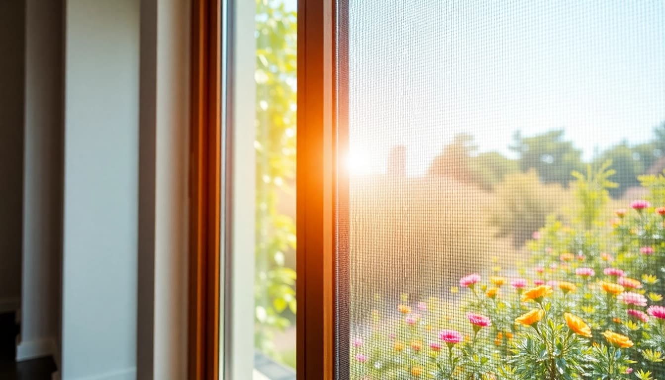 Fliegengittermaxx elegantly installed in a modern window, enhancing indoor-outdoor living.