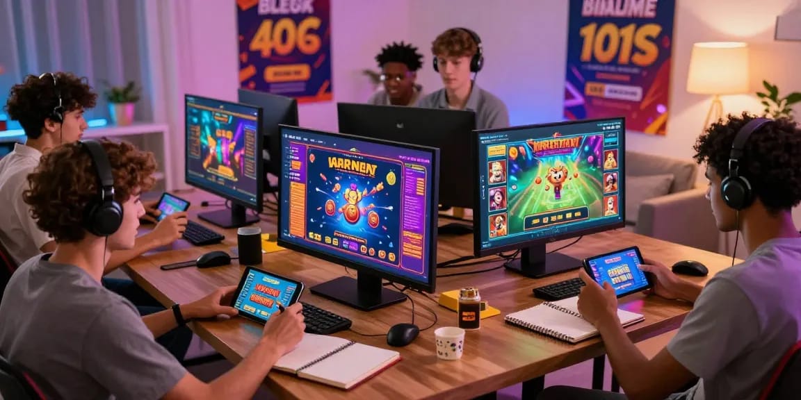 Engaged players enjoying games at https://b52club.radio.fm/ in a lively home gaming setting.