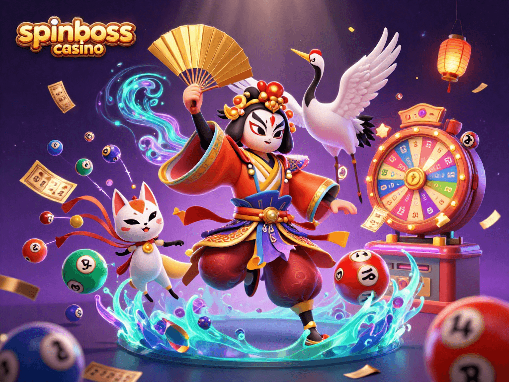 Erlebe die aufregende Welt von spinboss casino mit lebendigen Spielsymbolen und kreativen Charakteren.