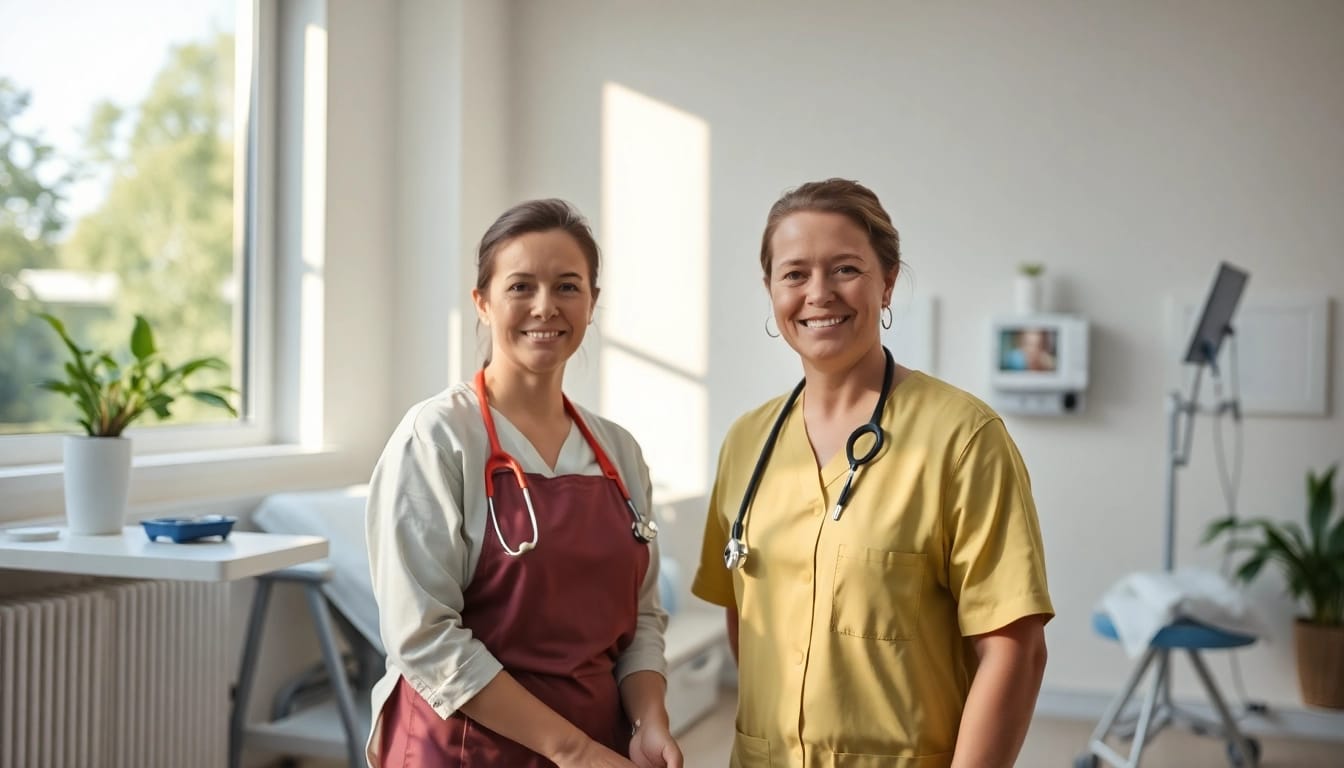 Aktive pflegefachkraft stelle hameln in einem fürsorglichen Pflegeumfeld mit modernen Einrichtungen.