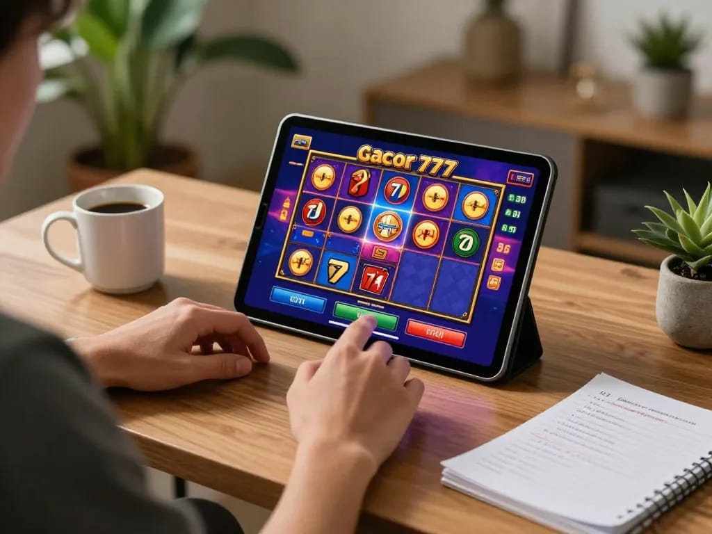 Engaging with slot gacor 777 while enjoying an online gaming session at home