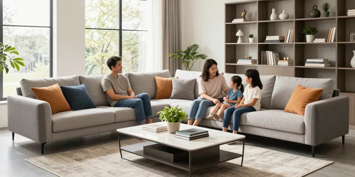 Modernes Wohnzimmer mit stilvollen Möbeln, perfekt zum Möbel direkt bestellen.