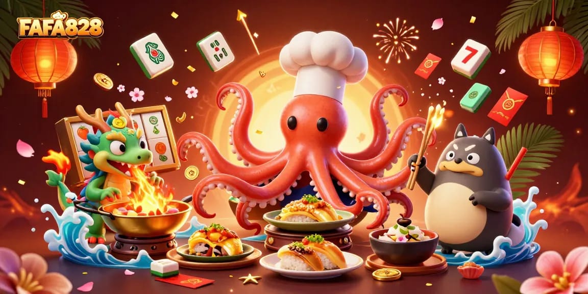 Experience excitement with FAFA828 as octopus chef creates golden slot dishes