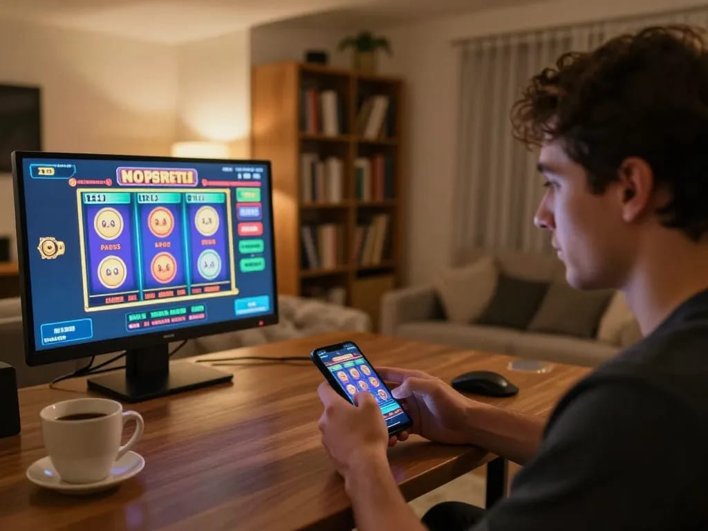 open88k player actively engaging with mobile casino app at home
