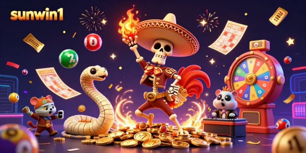 Experience the excitement with sunwin1 featuring animated casino characters and vibrant game elements.