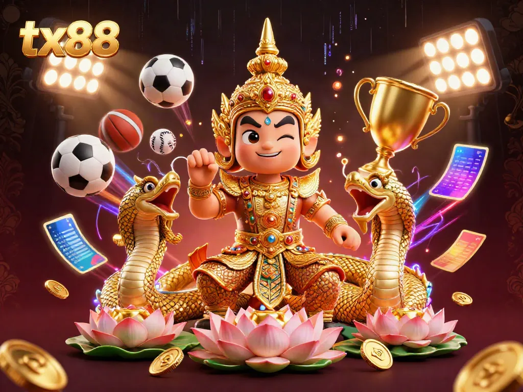 Experience the adrenaline of sports betting at tx88, surrounded by vibrant 3D cartoon characters and dazzling elements.