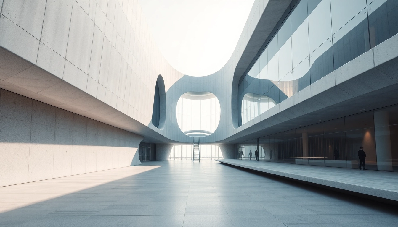 Realistic 3D architektur visualisierung showcasing a modern building's sleek design with captivating ambiance.