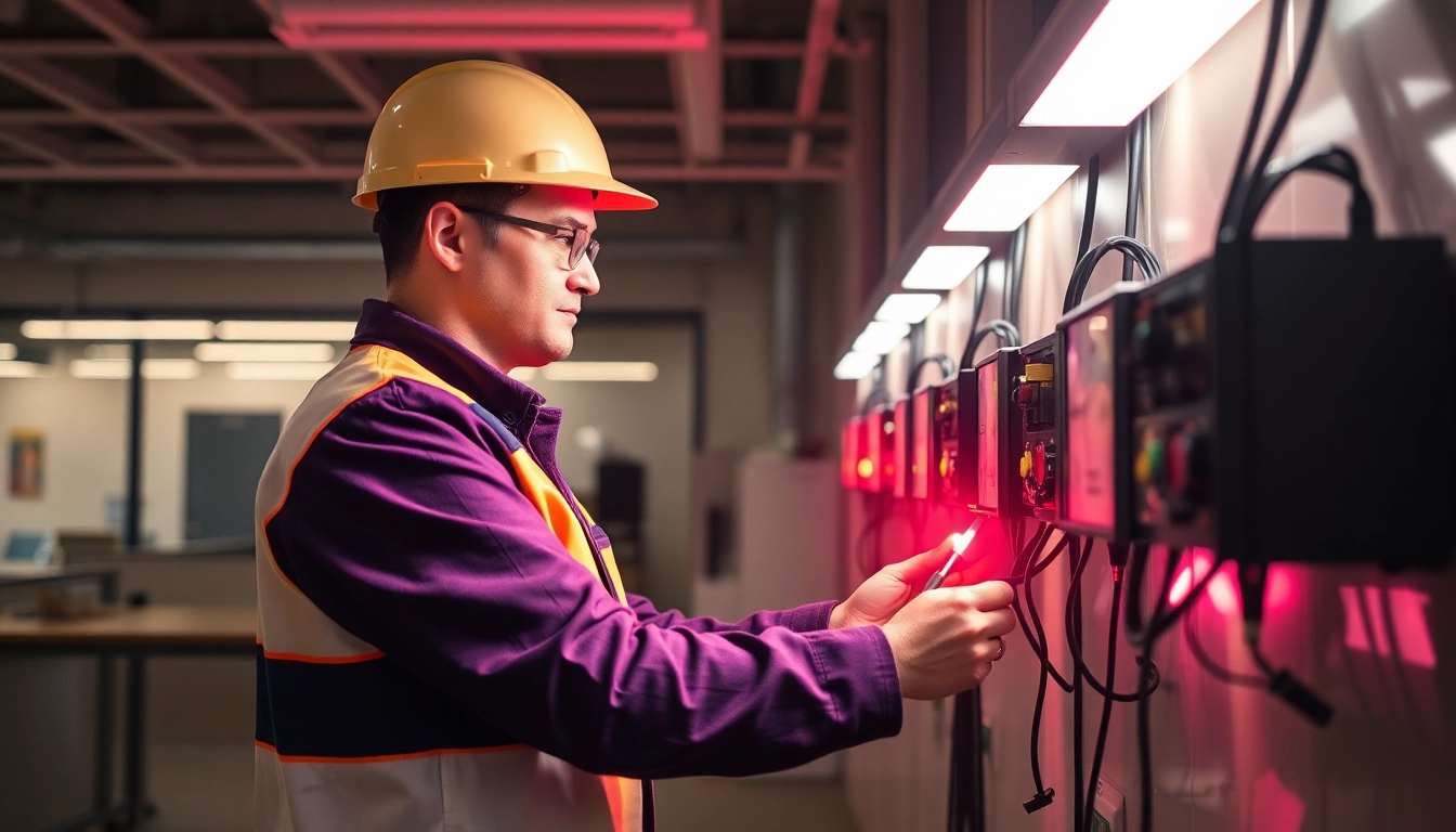 Techniker führt eine DGUV V3 Prüfung an elektrischen Geräten durch, um ihre Sicherheit zu gewährleisten.