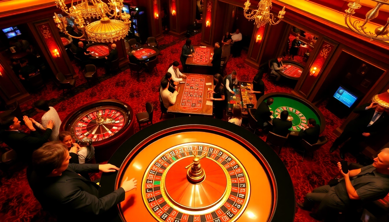Experience thrilling games at casino online schweiz with players enjoying a stylish roulette table.