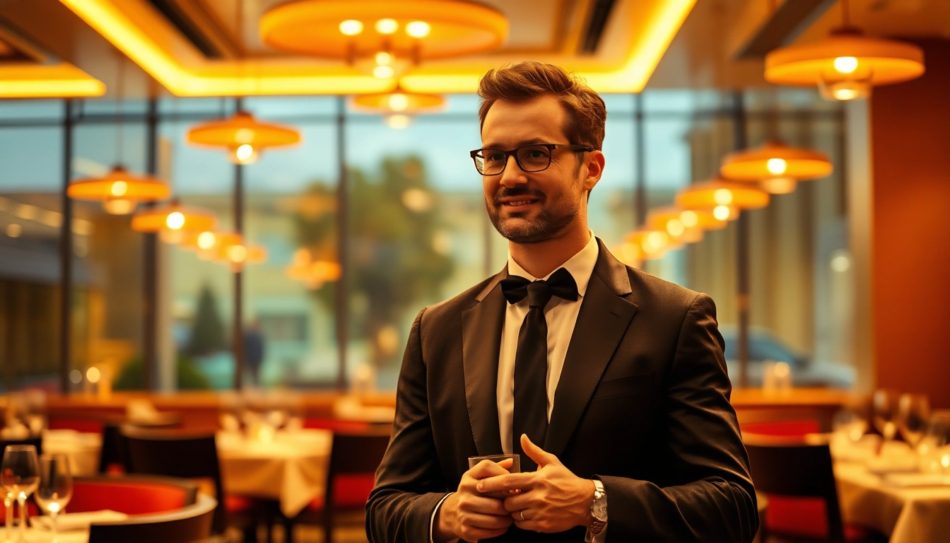 Professioneller Headhunter Gastronomie führt ein Gespräch in einem eleganten Restaurantambiente.