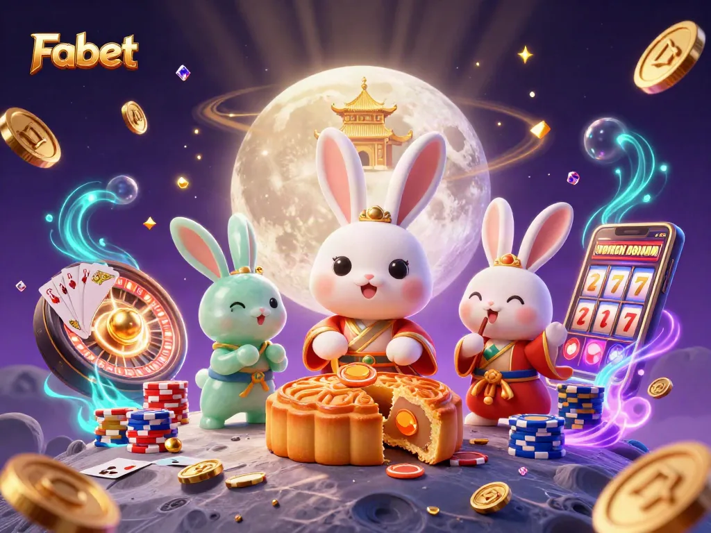 Fabet unleashes a thrilling lunar casino adventure with vibrant characters and gaming treasures.