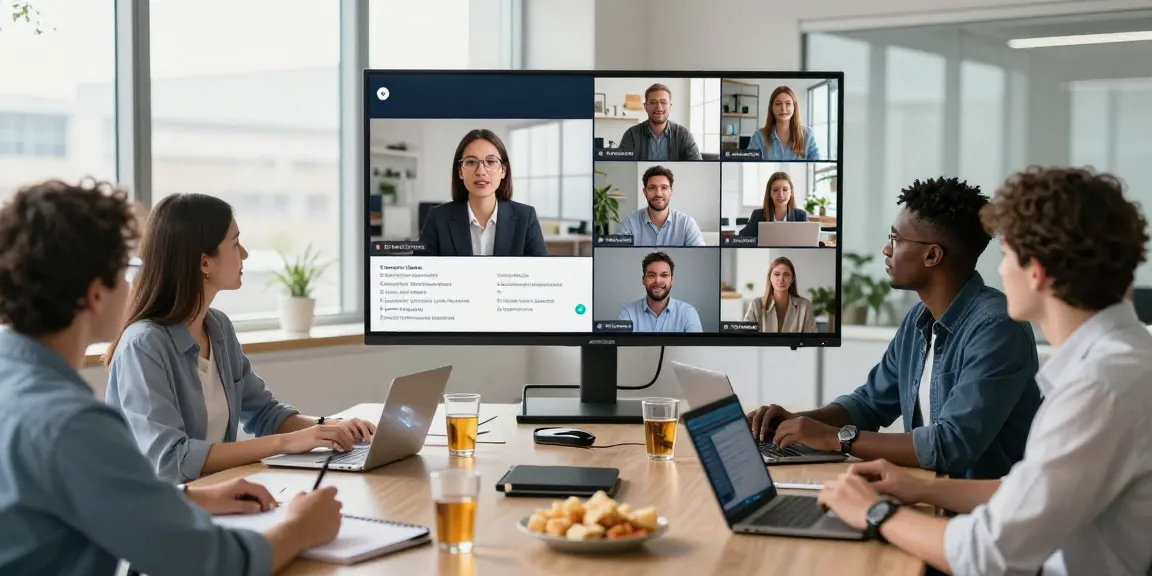 Professionelle Nutzung der AI-Transkriptionssoftware während einer virtuellen Konferenz mit Echtzeitübersetzung.