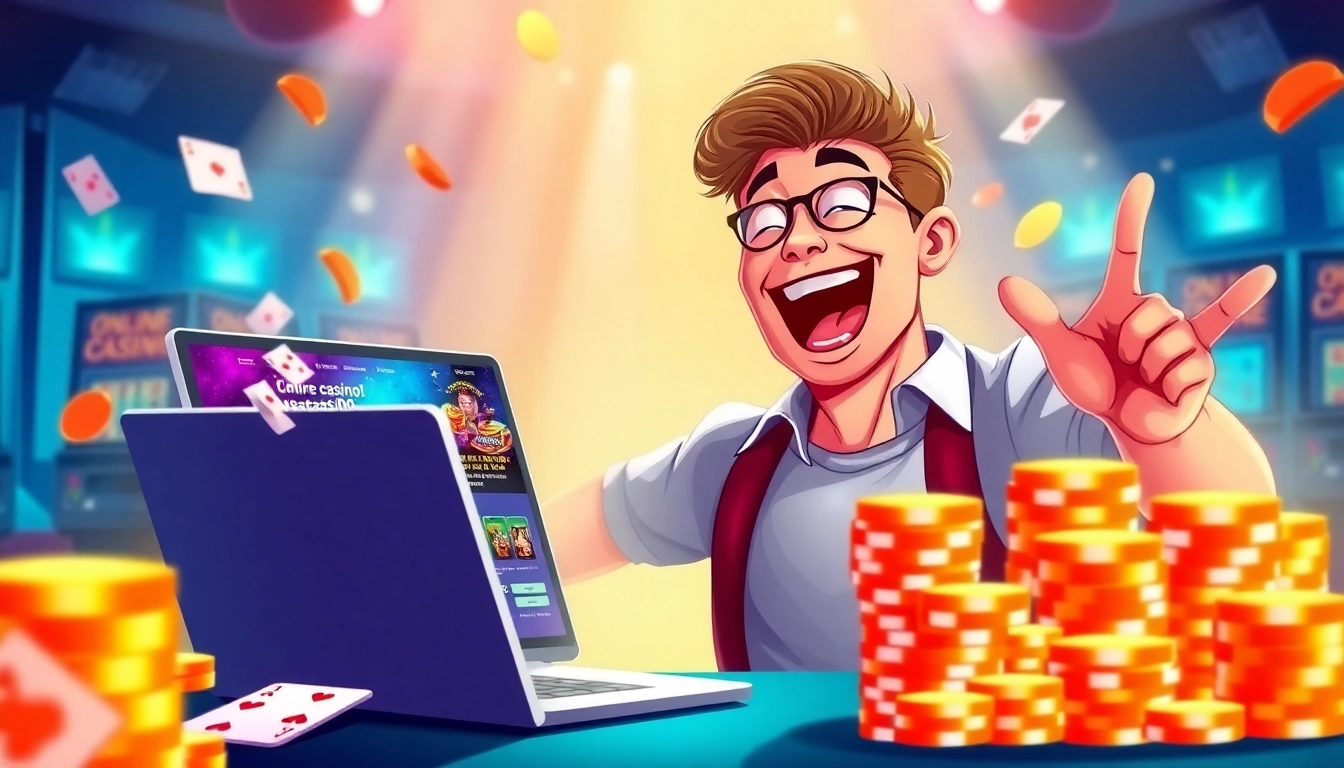 Celebrate your winnings with the best online casino bonus displayed on a laptop, surrounded by casino chips and cards.