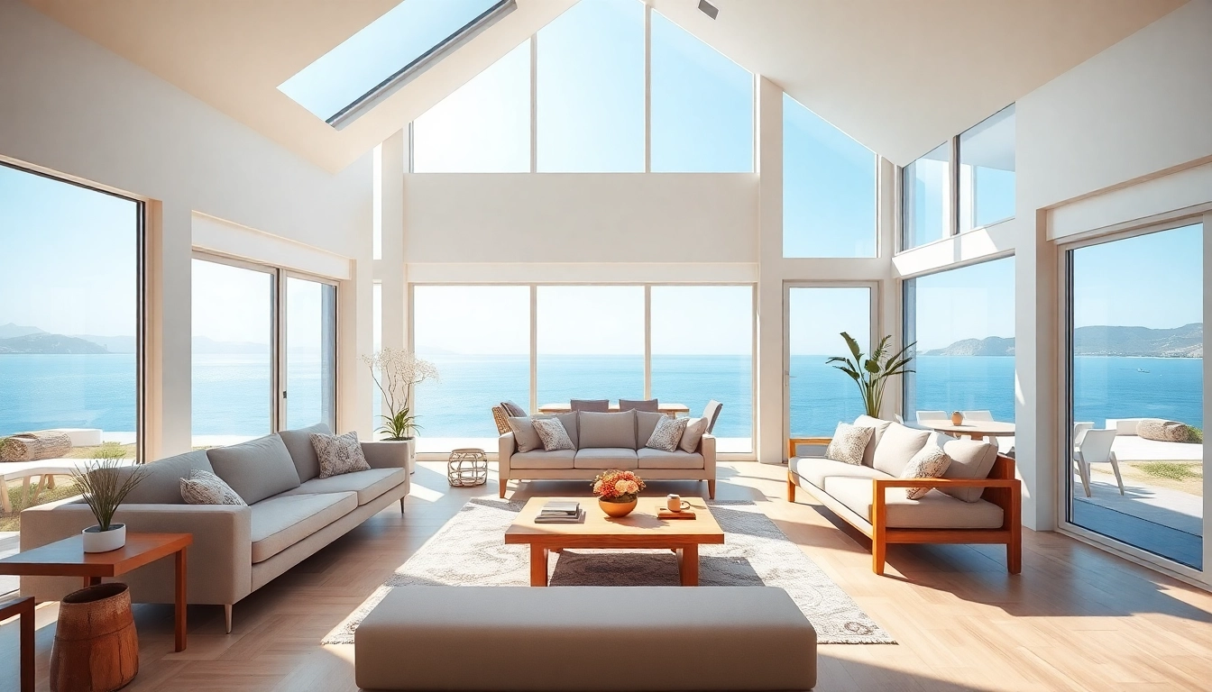 A beautiful modern home showcasing views of the sea, perfect for those looking to nord zypern haus kaufen.