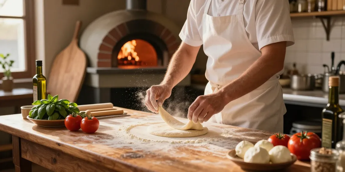 Chef preparing authentic Italian pizza with fresh ingredients and warm ambiance at Pizzeria Madera, showcasing pg soft culinary skills.