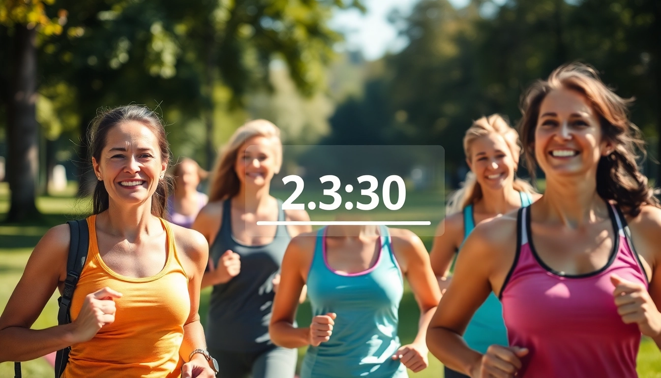 Aktive Menschen im Park zeigen motivierende Übungen zum Gewichtsverlust.