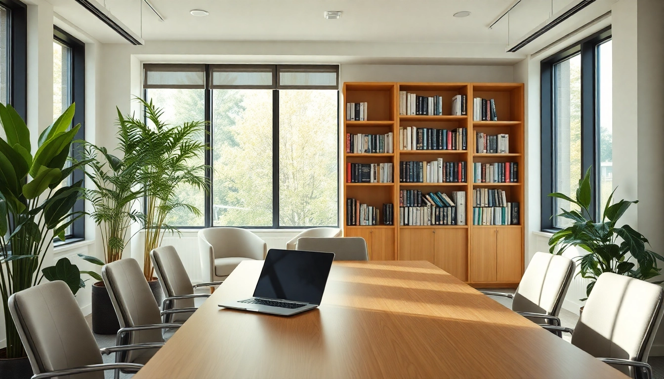 Inspirierendes Büro eines Headhunter Frankfurt mit modernen Möbeln und einem einladenden Besprechungstisch.