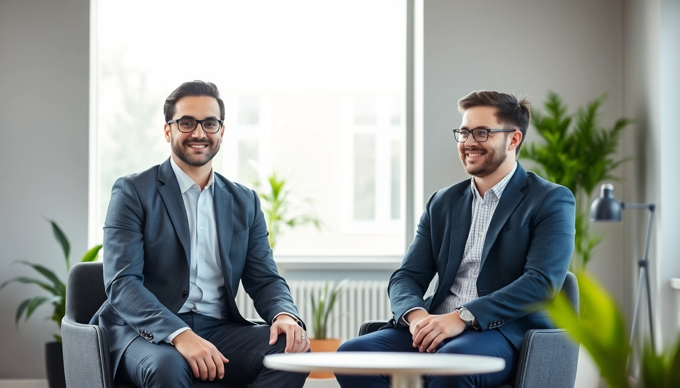 Headhunter IT führt ein professionelles Gespräch mit einem talentierten Kandidaten in einem modernen Büro.
