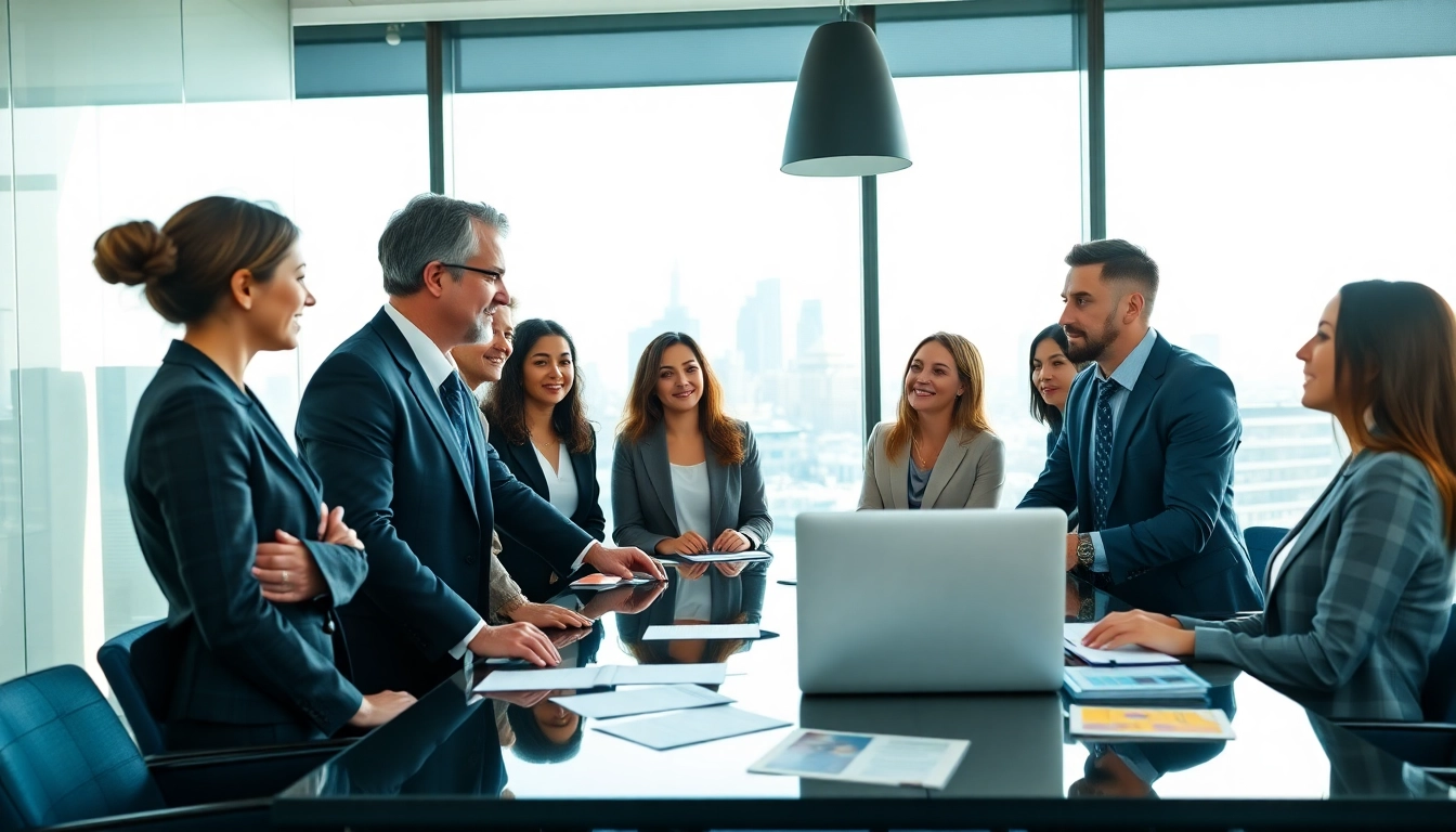 Headhunter Schweiz in an upscale office engaging with candidates during a recruitment session.