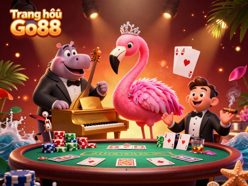 Experience the vibrant scene of Trang chủ Go88 with lively characters and gaming elements.