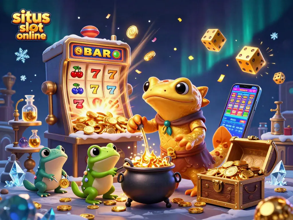 Experience thrilling gameplay and golden wins at situs slot online with dynamic characters and casino elements in 3D.