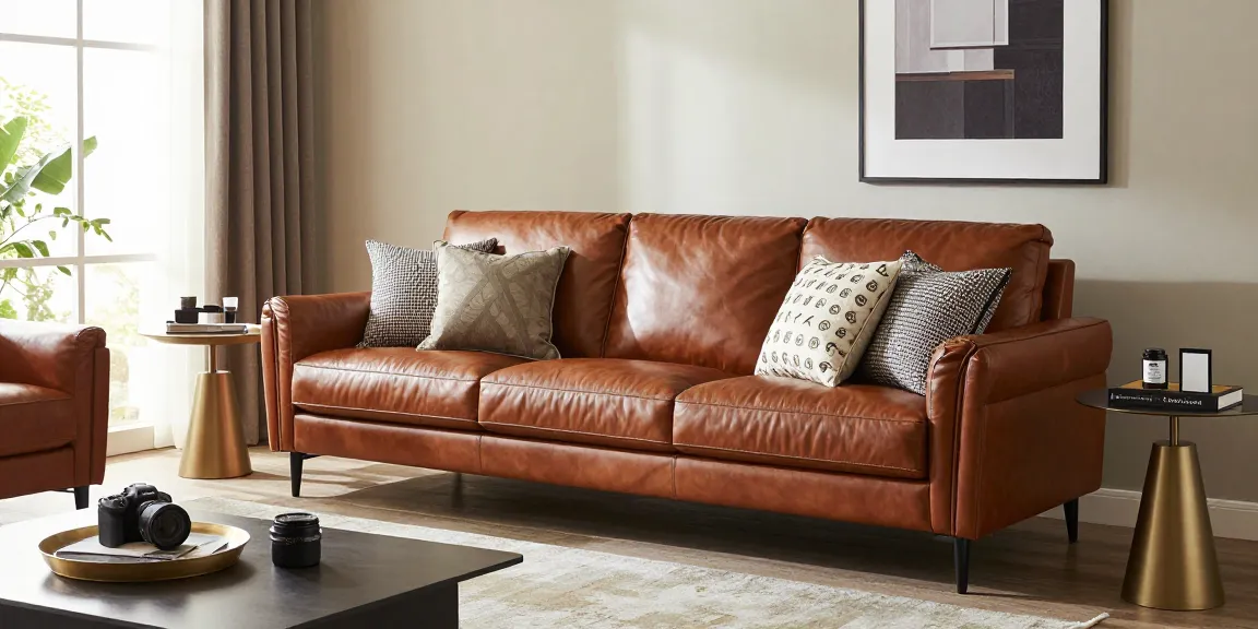 Baxter Möbel Erfahrungen präsentiert mit einem luxuriösen italienischen Ledersofa in einem stilvollen Wohnraum, das elegante Dekorelemente zeigt.