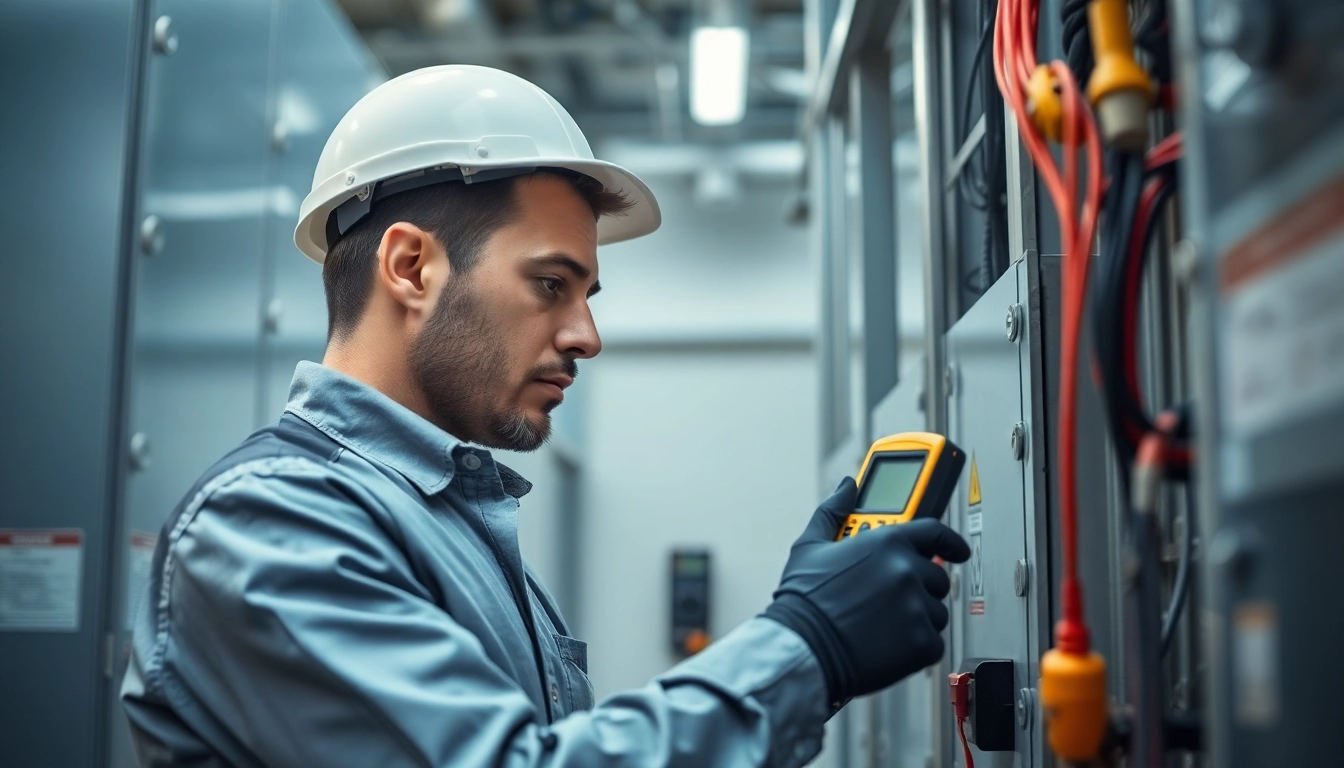 Inspecting electrical equipment for DGUV V3 Prüfung compliance in a safe work environment.