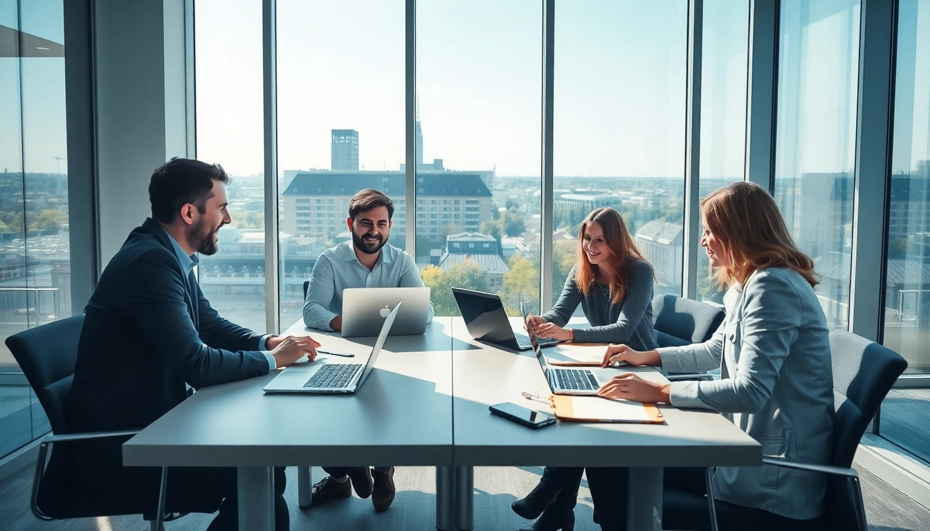 Interaktive Sitzung von Headhunter Karlsruhe mit Fachleuten in modernem Büro.