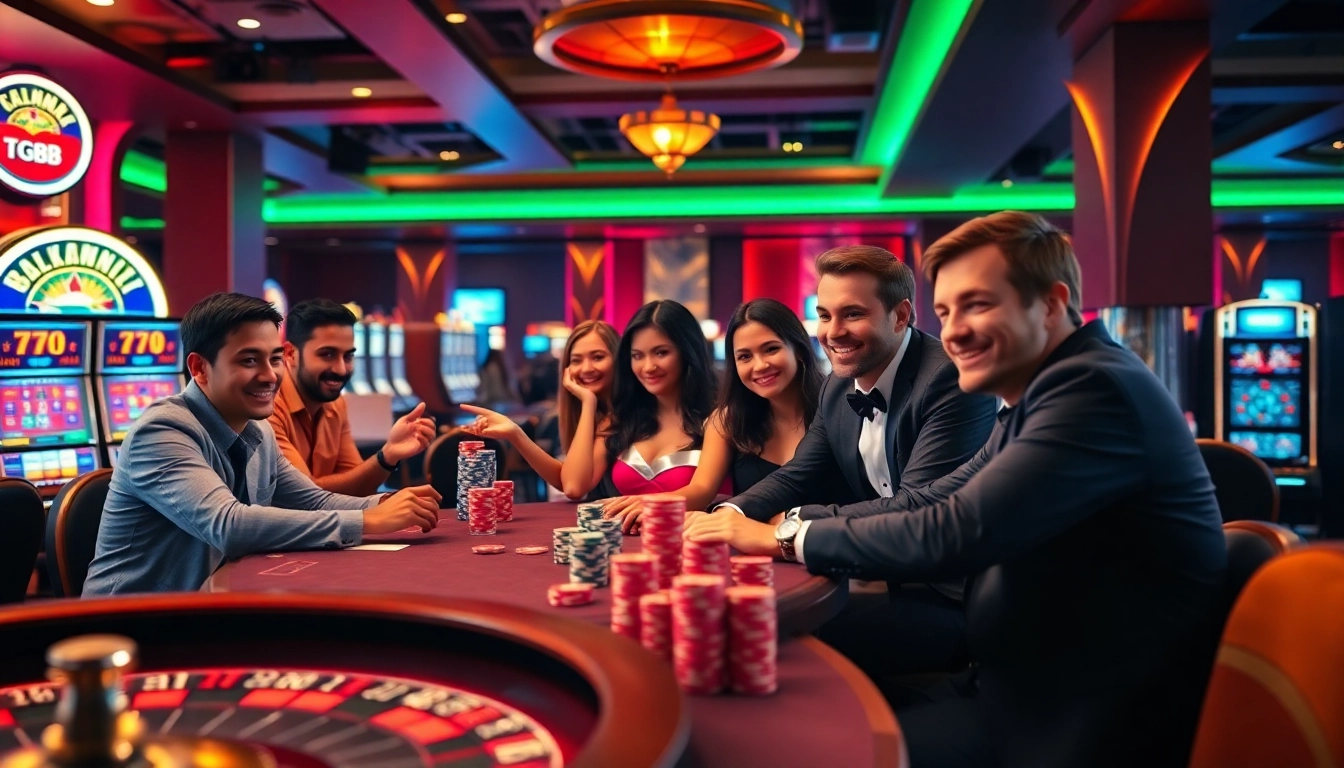 Exciting tg88 game experience with lively casino tables and engaged players.