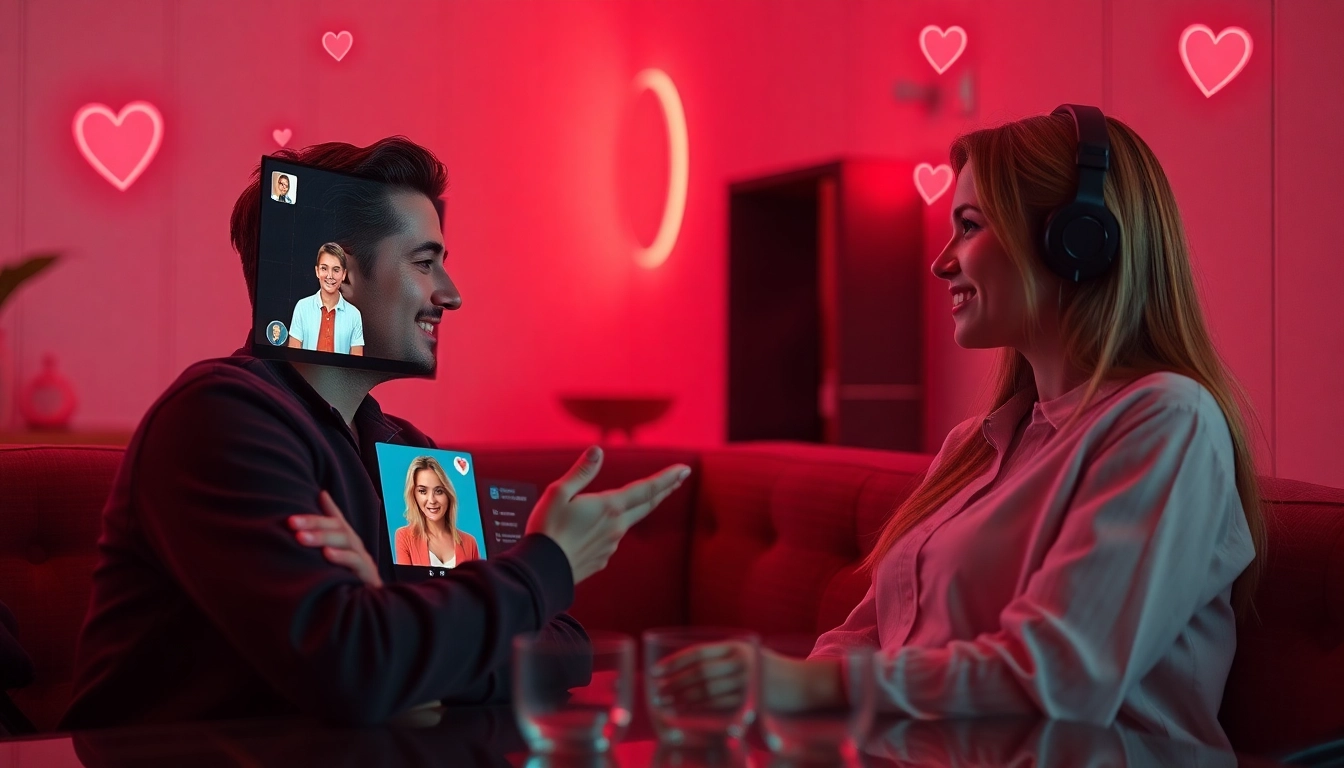 Engaging scene showing playful AI characters in a virtual chat for free sex ai interactions.