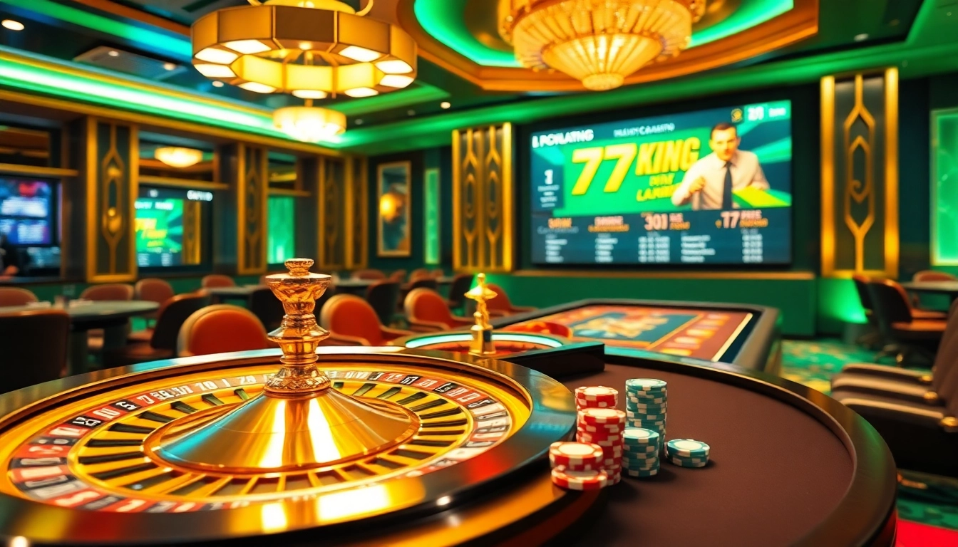 Players enjoying an immersive experience at Nhà cái 79KING casino with vibrant poker chips and roulette.