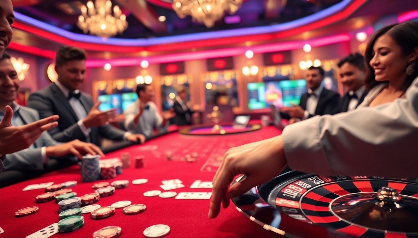 Engaging gamblers at MMOO enjoying a vibrant live dealer casino experience.