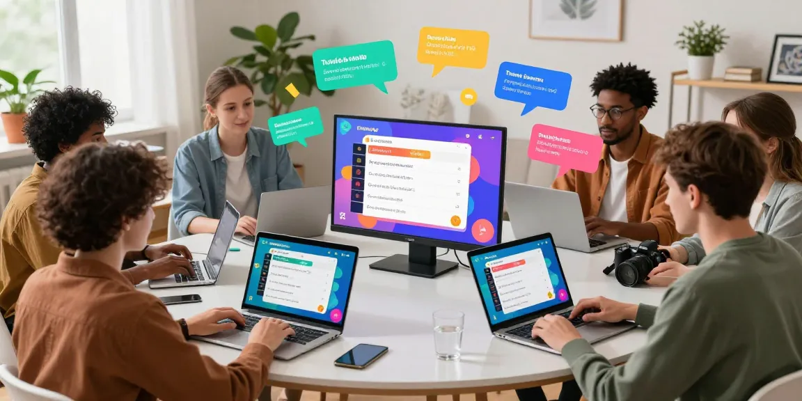 Interactive online quiz scene featuring diverse participants engaged in Quiz Allgemeinwissen, showcasing laptops and vibrant trivia graphics.