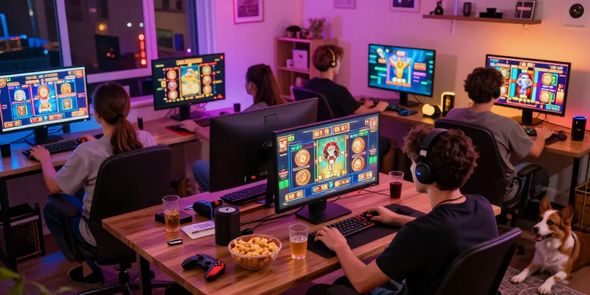 Pengalaman bermain slot gacor online dengan pemain beragam di ruang gaming yang meriah.