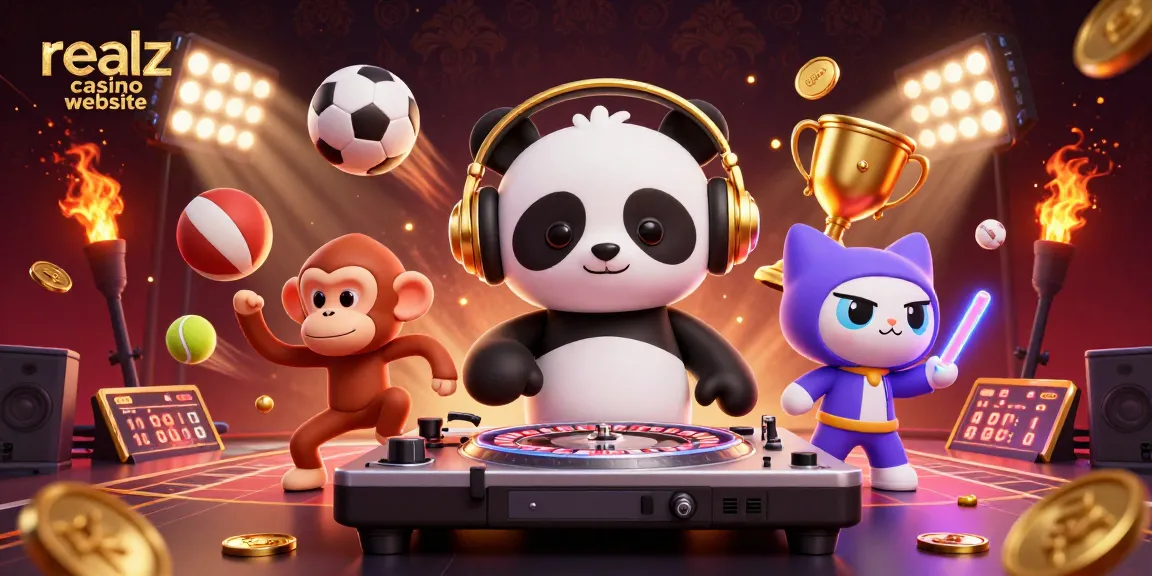 Besucher genießen aufregende Spiele auf der Realz Casino Website mit spannendem Hintergrund.