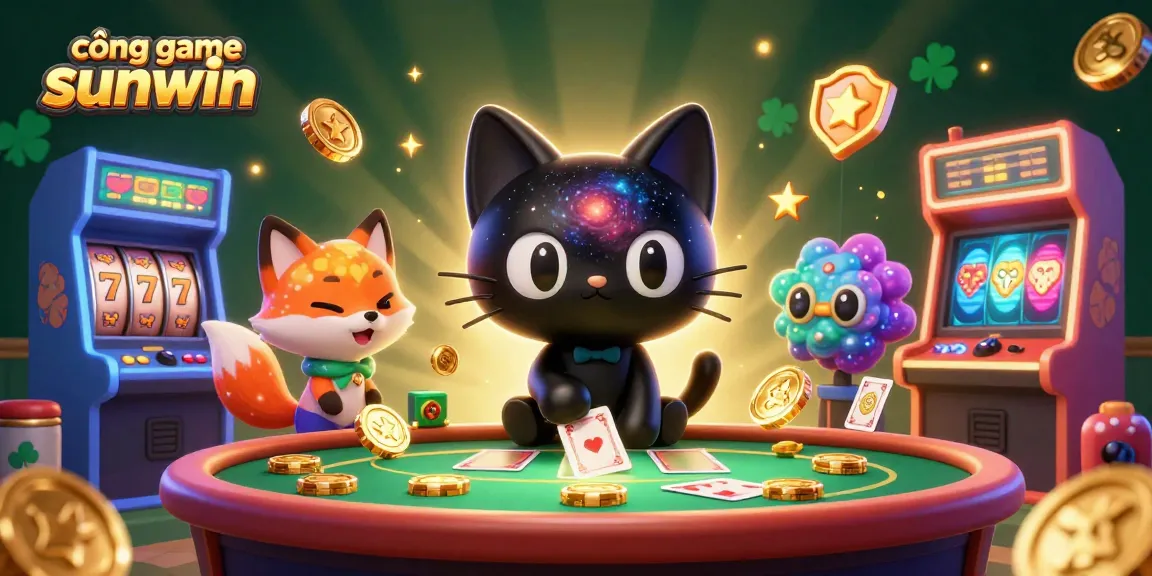 Engage with cổng game sunwin in an explosive cosmic casino scene, featuring rich gaming elements and vibrant characters.